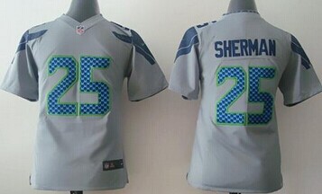 Youth Seattle Seahawks #25 Richard Sherman Grey Alternate NFL Elite Jersey