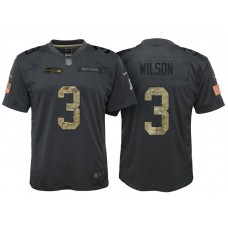 Youth Seattle Seahawks #3 Russell Wilson Camo Anthracite 2016 Salute to Service Game Jersey