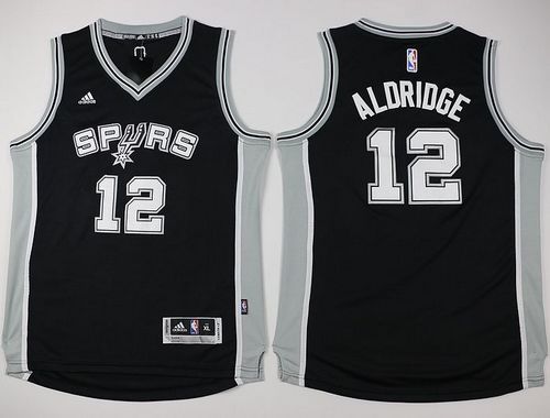 Youth Spurs #12 LaMarcus Aldridge Black  Stitched NBA Jersey
