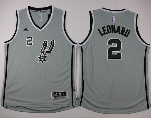 Youth Spurs #2 Kawhi Leonard Grey  Stitched NBA Jersey