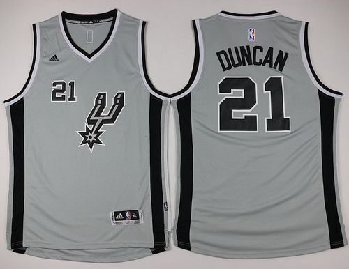 Youth Spurs #21 Tim Duncan Grey  Stitched NBA Jersey