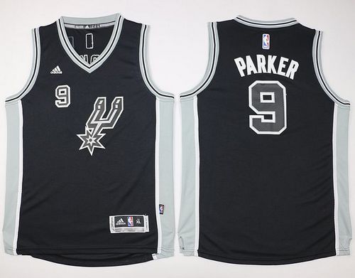 Youth Spurs #9 Tony Parker Black New Road Stitched NBA Jersey
