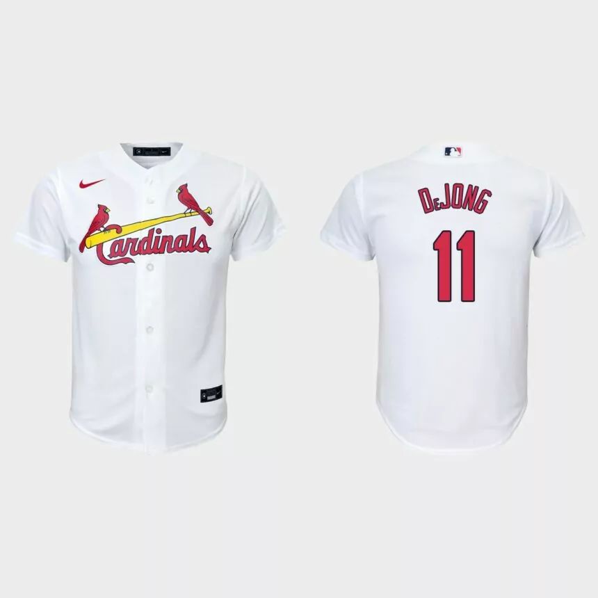 Youth St. Louis Cardinals #11 Paul DeJong White Replica Home Jersey