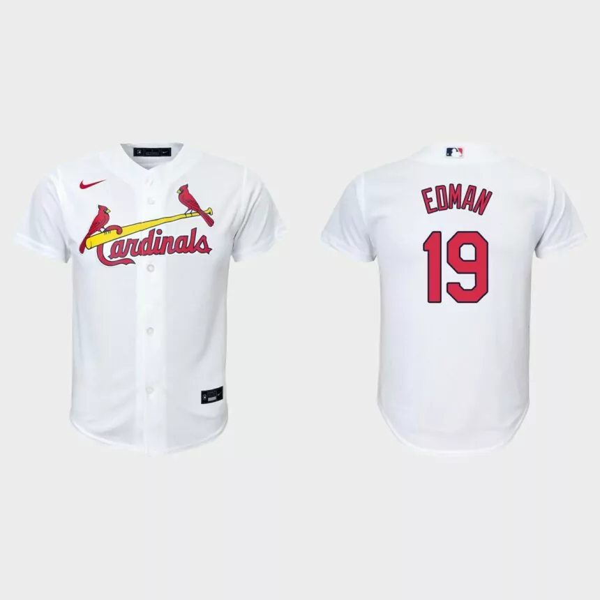 Youth St. Louis Cardinals #19 Tommy Edman White Replica Home Jersey