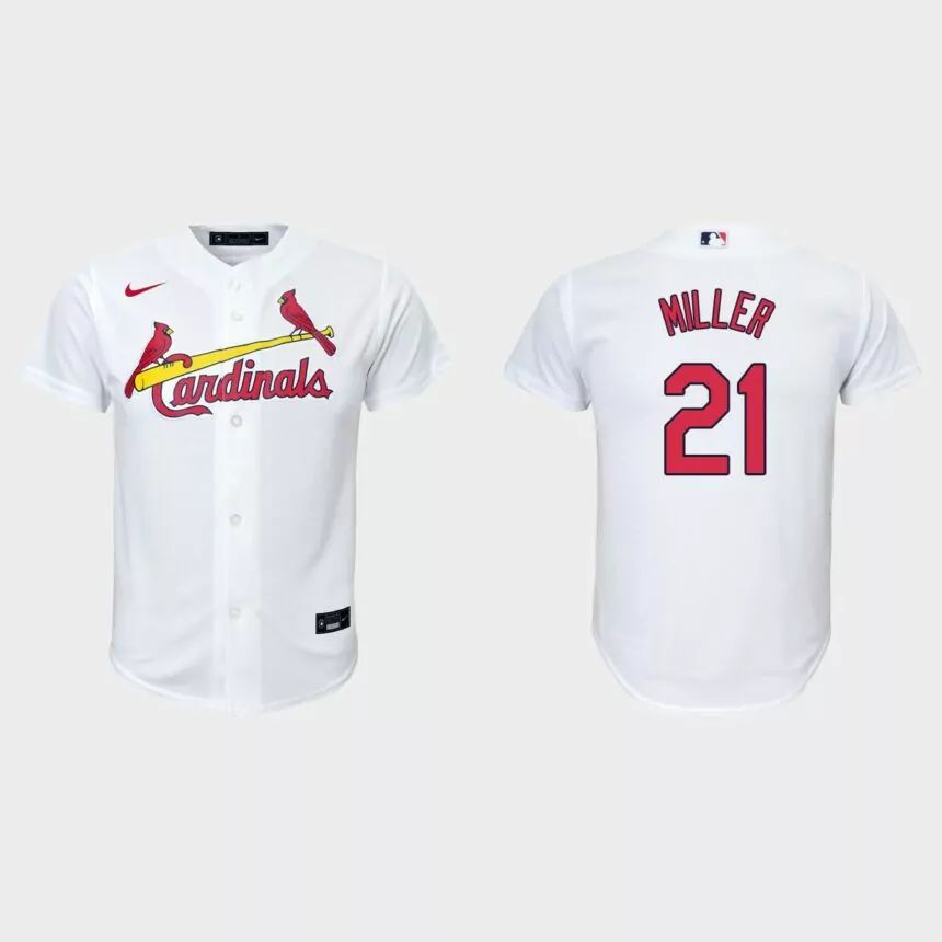 Youth St. Louis Cardinals #21 Andrew Miller White Replica Home Jersey