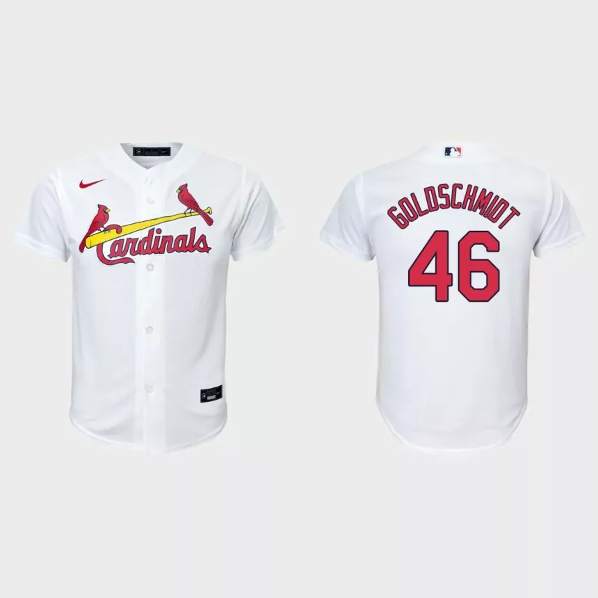 Youth St. Louis Cardinals #46 Paul Goldschmidt White Replica Home Jersey