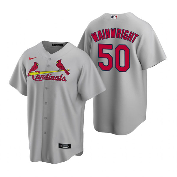 Youth St. Louis Cardinals #50 Adam Wainwright Nike Grey Road CoolBase Jersey1