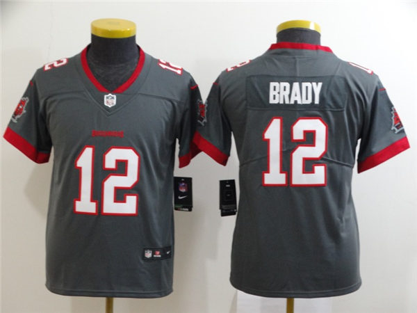 Youth Tampa Bay Buccaneers #12 Tom Brady Nike Pewter Game Jersey