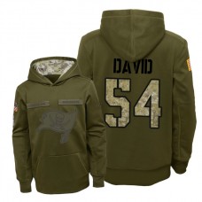 Youth Tampa Bay Buccaneers #54 Lavonte David Olive Hoodie 2018 Salute To Service