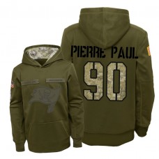 Youth Tampa Bay Buccaneers #90 Jason Pierre-Paul Olive Hoodie 2018 Salute To Service