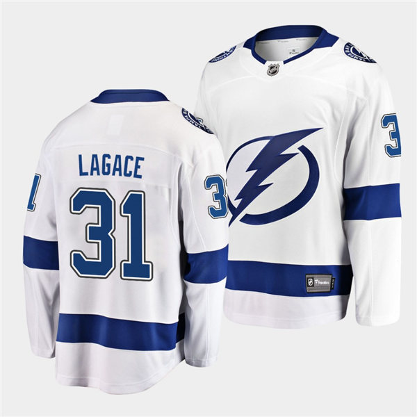 Youth Tampa Bay Lightning #31 Maxime Lagace adidas Away White Jersey Stitched