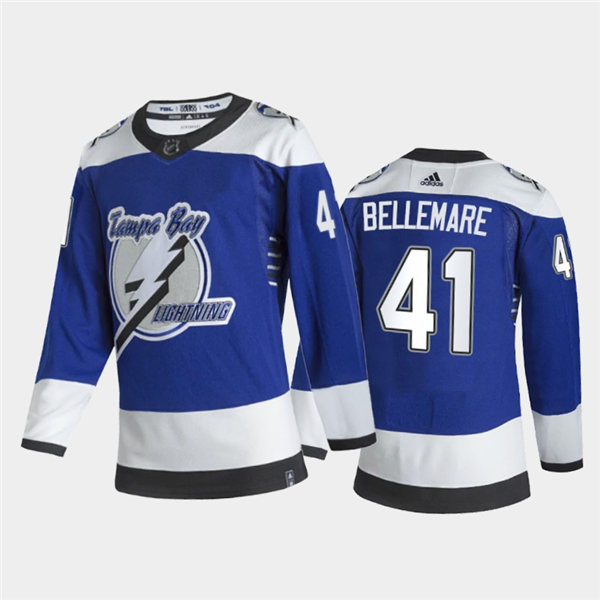 Youth Tampa Bay Lightning #41 Pierre-Edouard Bellemare Adidas Blue 2021 NHL Reverse Retro Special Edition Jersey Stitched