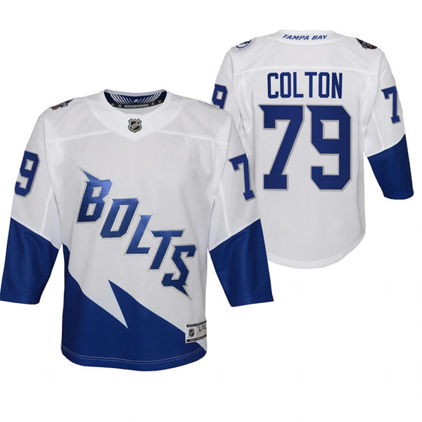 Youth Tampa Bay Lightning #79 Ross Colton Adidas White 2022 Stadium Series Jersey Stitched