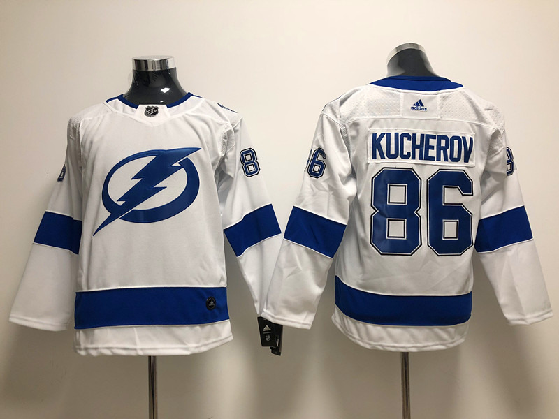 Youth Tampa Bay Lightning #86 Nikita Kucherov adidas White Jersey Stitched