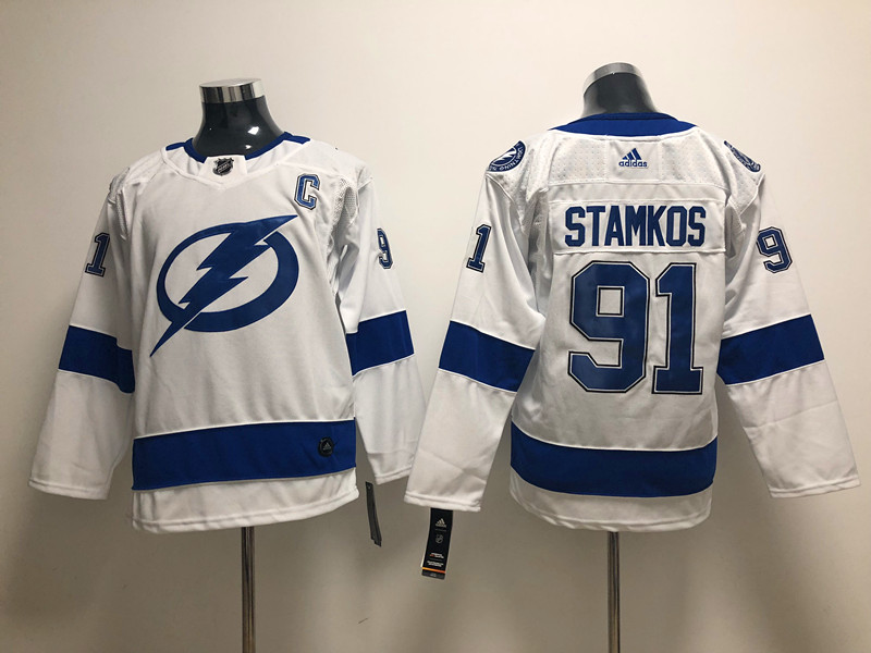 Youth Tampa Bay Lightning #91 Steven Stamkos adidas White Jersey Stitched