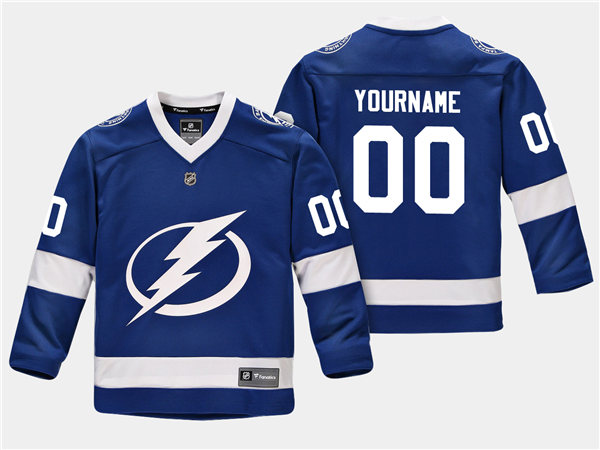 Youth Tampa Bay Lightning Custom Adidas Home Blue Jersey Stitched