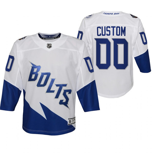 Youth Tampa Bay Lightning Custom Adidas White 2022 Stadium Series Jersey Stitched
