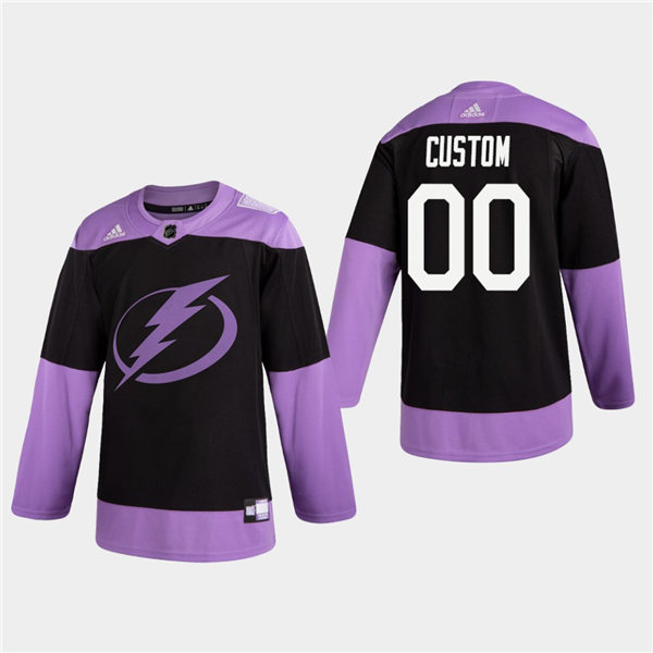 Youth Tampa Bay Lightning Custom Black Fights Cancer Practice Adidas NHL Hockey Jersey Stitched