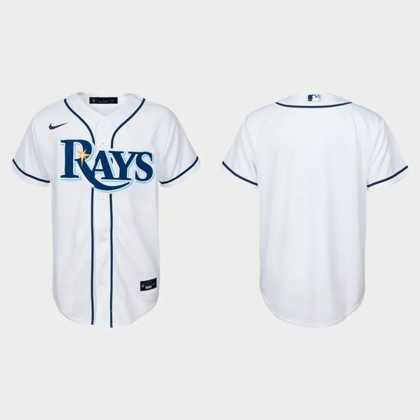 Youth Tampa Bay Rays # White Replica Home Jersey
