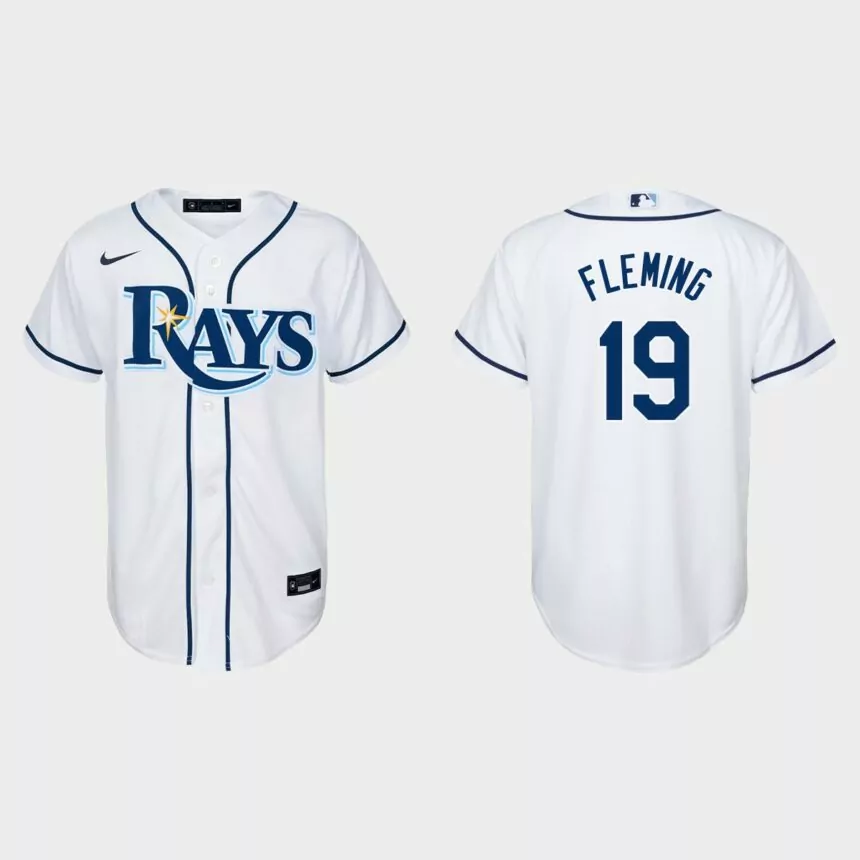 Youth Tampa Bay Rays #19 Josh Fleming White Replica Home Jersey