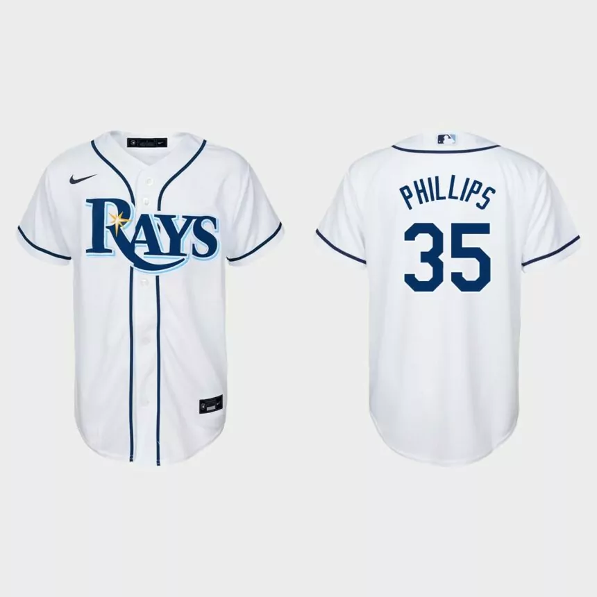 Youth Tampa Bay Rays #35 Brett Phillips White Replica Home Jersey