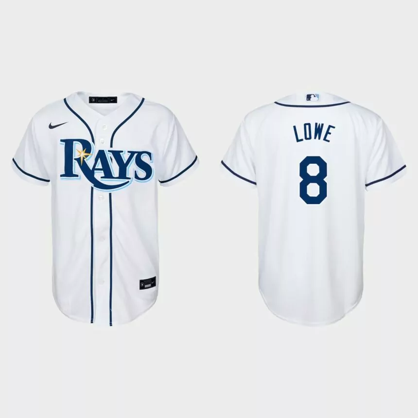 Youth Tampa Bay Rays #8 Brandon Lowe White Replica Home Jersey