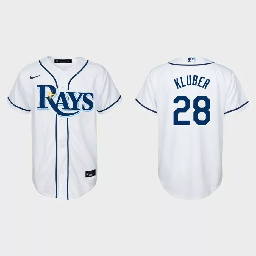 Youth Tampa Bay Rays Corey Kluber White Replica Home Jersey