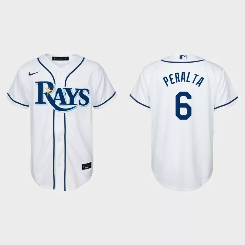 Youth Tampa Bay Rays David Peralta White Replica Home Jersey