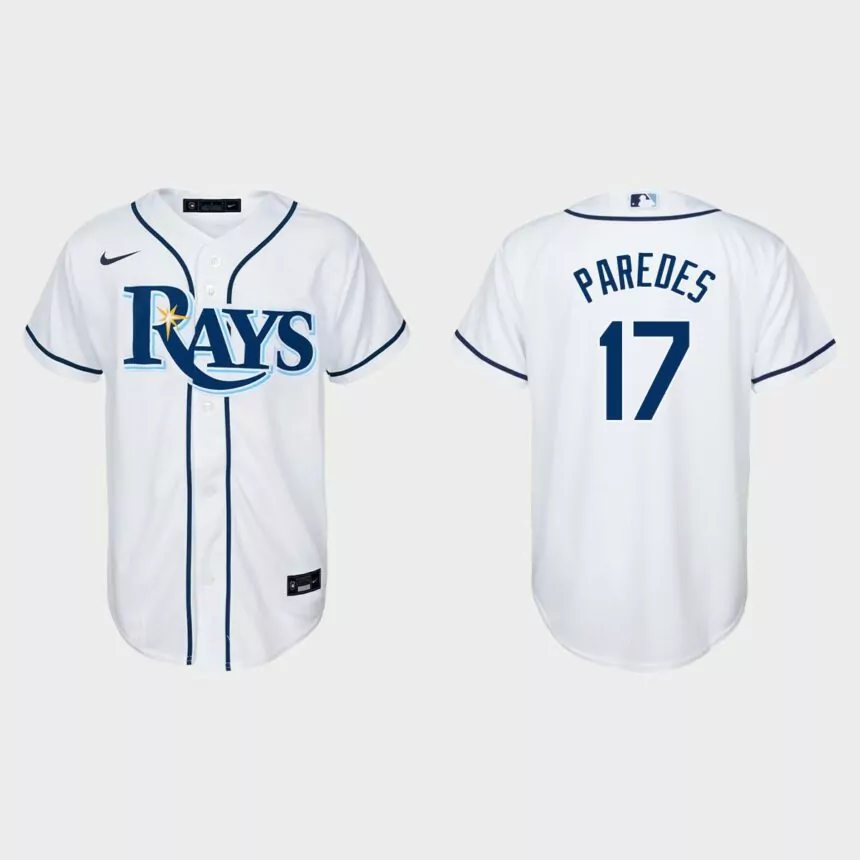 Youth Tampa Bay Rays Isaac Paredes White Replica Home Jersey