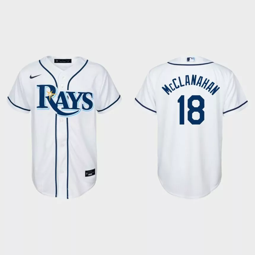 Youth Tampa Bay Rays Shane McClanahan White Replica Home Jersey