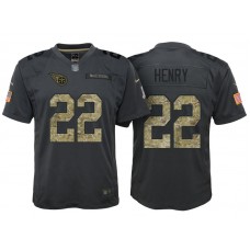 Youth Tennessee Titans #22 Derrick Henry Camo Anthracite 2016 Salute to Service Game Jersey