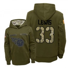 Youth Tennessee Titans #33 Dion Lewis Olive Hoodie 2018 Salute To Service
