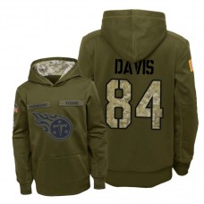 Youth Tennessee Titans #84 Corey Davis Olive Hoodie 2018 Salute To Service
