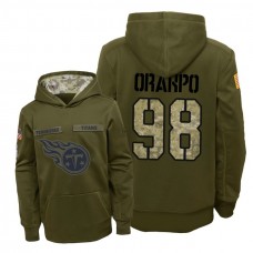 Youth Tennessee Titans #98 Brian Orakpo Olive Hoodie 2018 Salute To Service