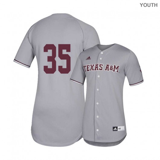 Youth Texas A&M Aggies 35 Asa Lacy Adidas Gray Baseball Jersey