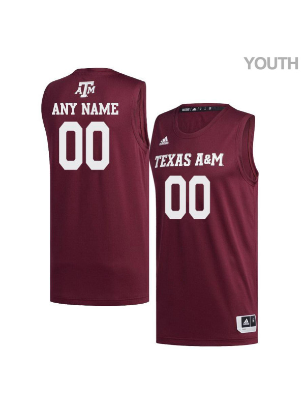 Youth Texas A&M Aggies Custom Everett Vaughn Cashius McNeilly Khris Middleton Alex Caruso Adidas All Maroon Basketball Jersey 