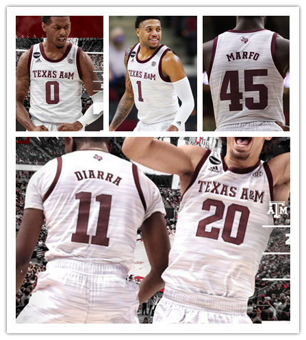 Youth Texas A&M Aggies Custom Hayden Hefner Robert Williams III Danuel House DeAndre Jordan Adidas 2021 White Basketball Jersey 