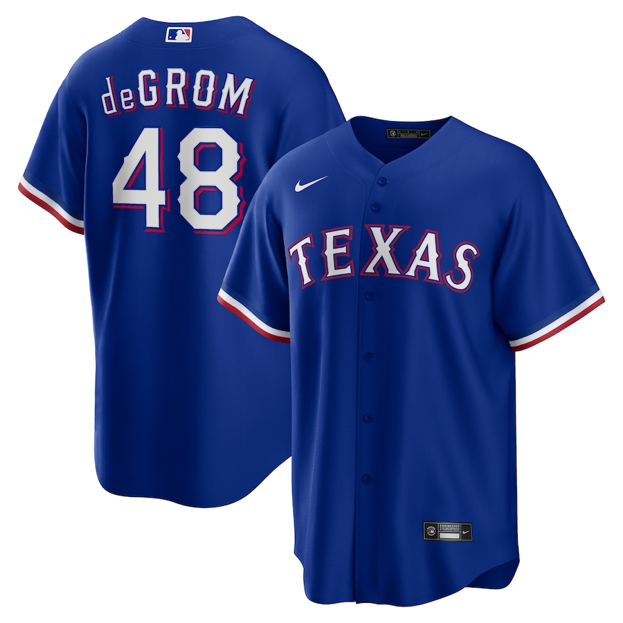 Youth Texas Rangers #48 Jacob deGrom Royal Alternate CoolBase Jerseys