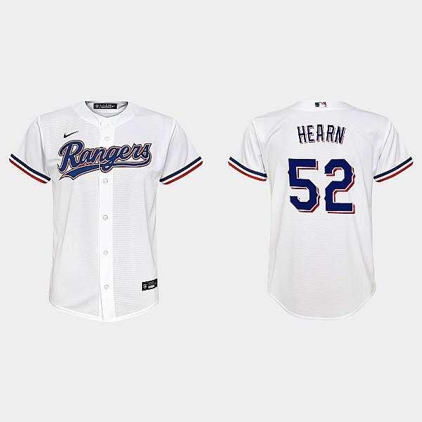 Youth Texas Rangers #52 Taylor Hearn Nike White Home Player Jersey