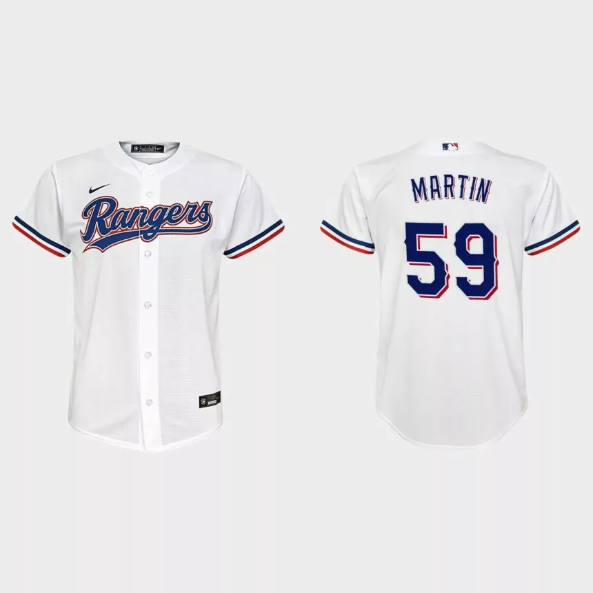Youth Texas Rangers #59 Brett Martin White Replica Home Jersey