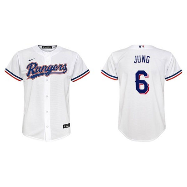 Youth Texas Rangers #6 Josh Jung White Home Replica Jersey