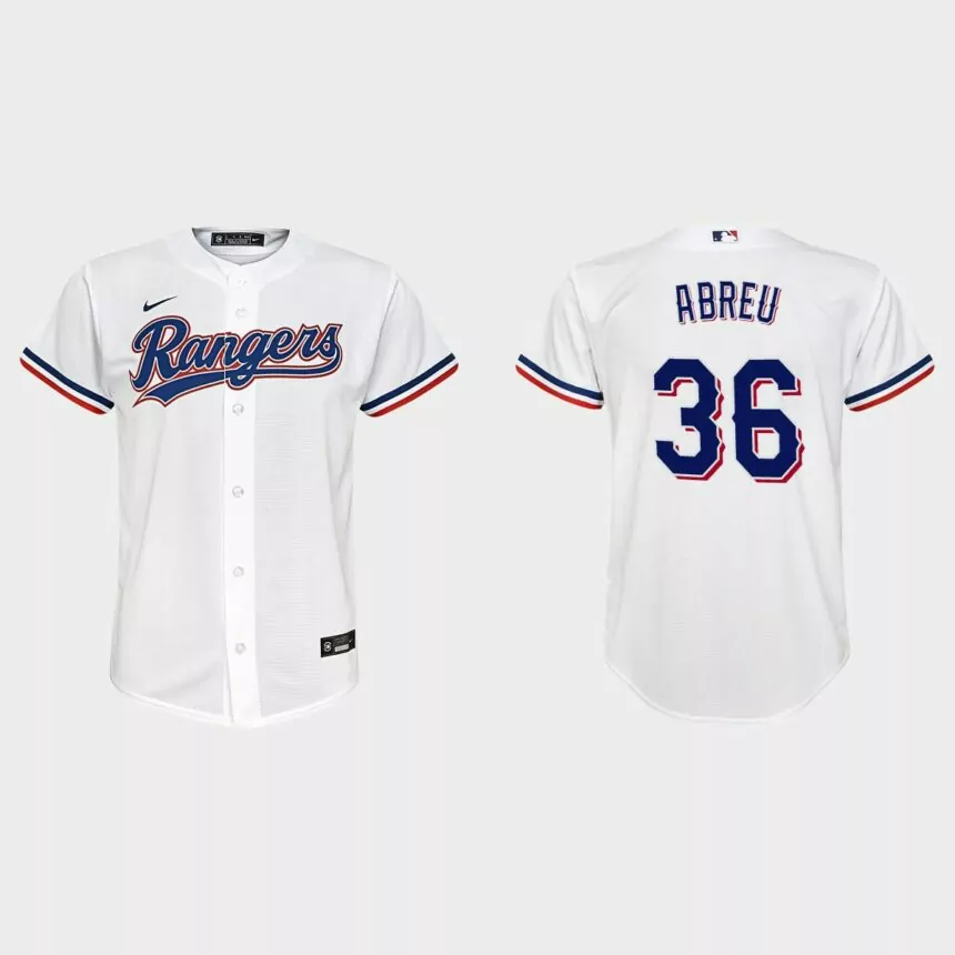 Youth Texas Rangers Albert Abreu White Replica Home Jersey