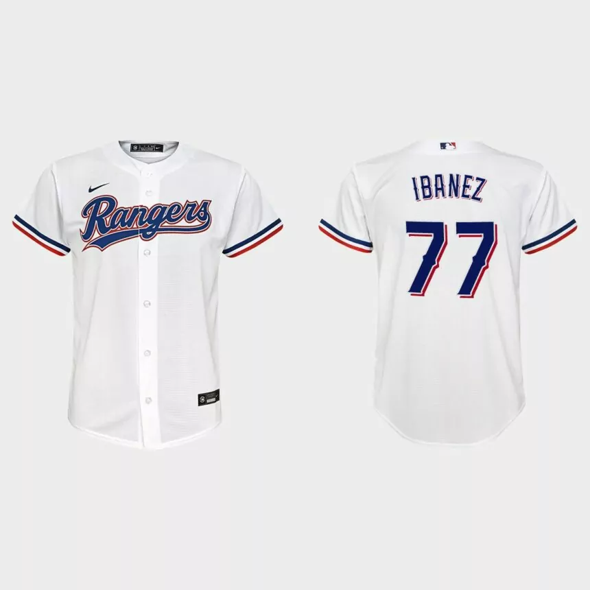 Youth Texas Rangers Andy Ibanez White Replica Home Jersey