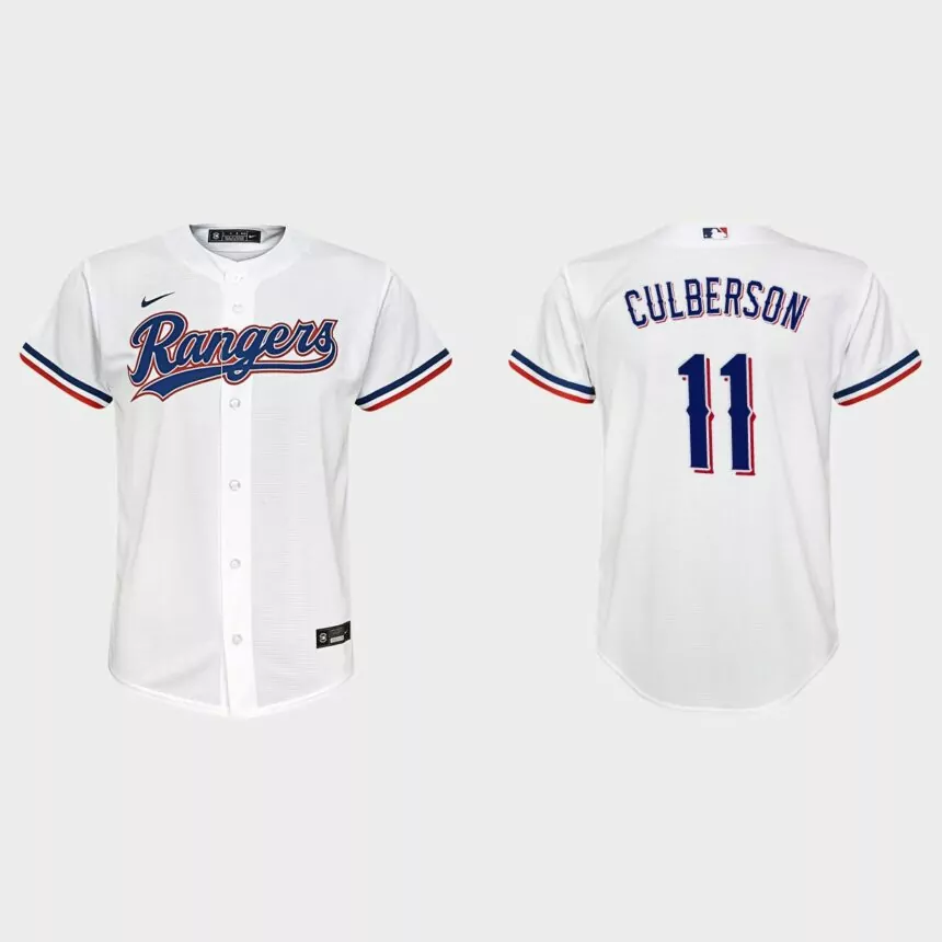 Youth Texas Rangers Charlie Culberson White Replica Home Jersey