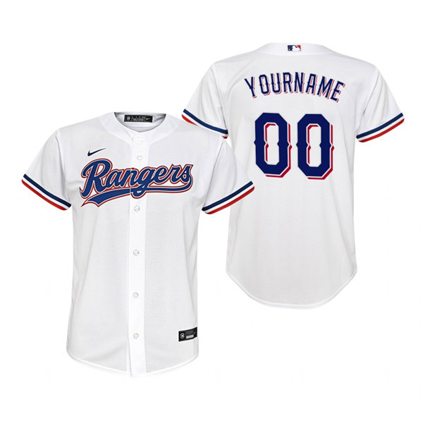 Youth Texas Rangers Custom Adolis Garcia Jose Trevino Leody Taveras Ryan Dorow Nike White Home Jersey