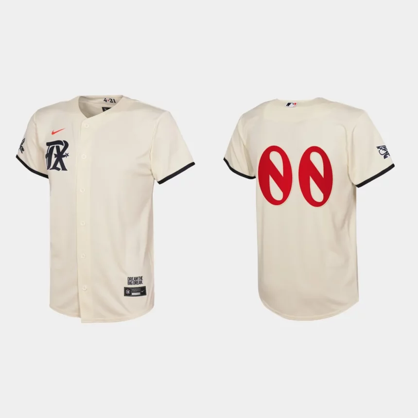 Youth Texas Rangers Custom Cream 2023 City Connect Replica Jersey