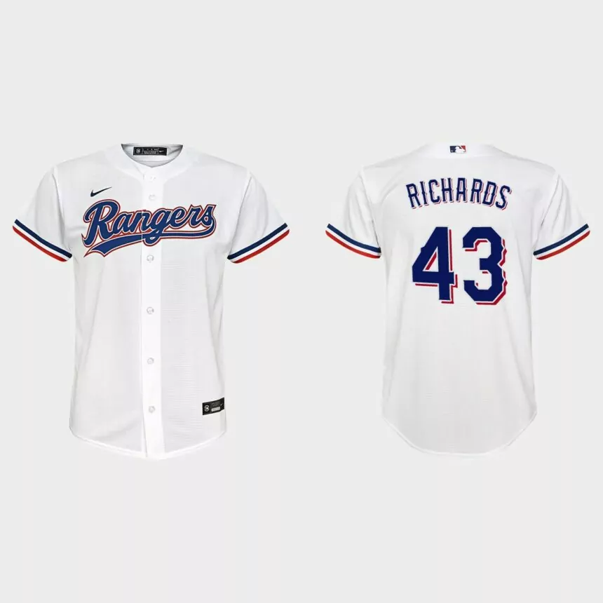 Youth Texas Rangers Garrett Richards White Replica Home Jersey