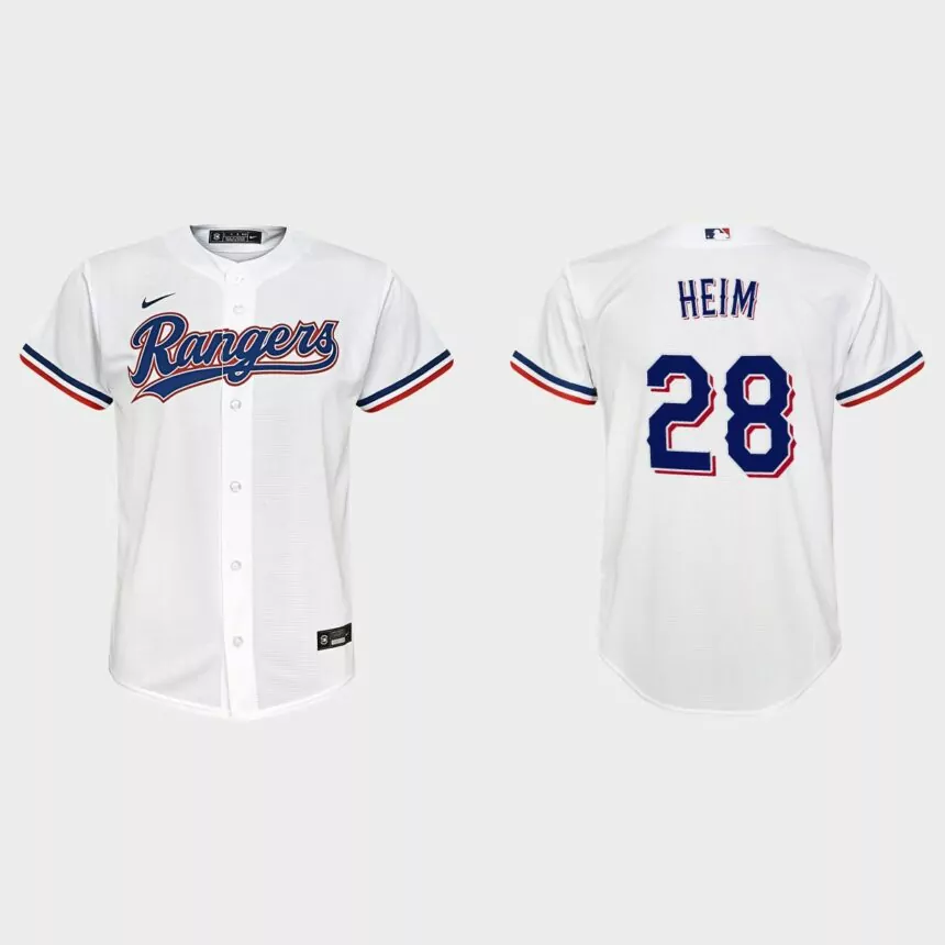 Youth Texas Rangers Jonah Heim White Replica Home Jersey