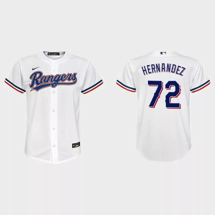 Youth Texas Rangers Jonathan Hernandez White Replica Home Jersey