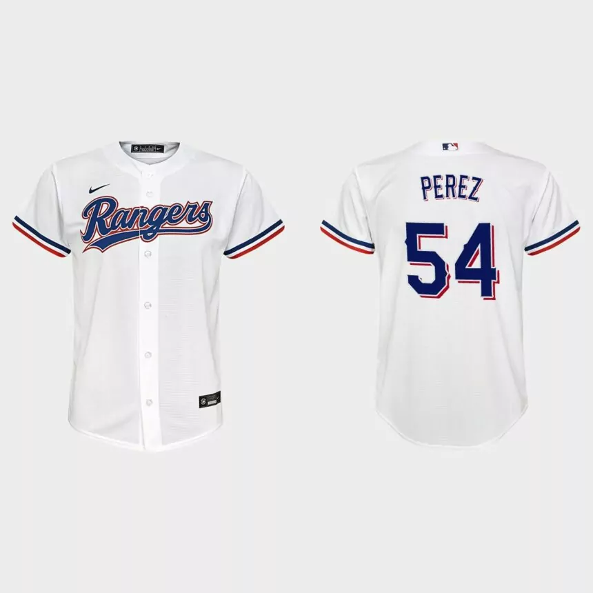 Youth Texas Rangers Martin Perez White Replica Home Jersey
